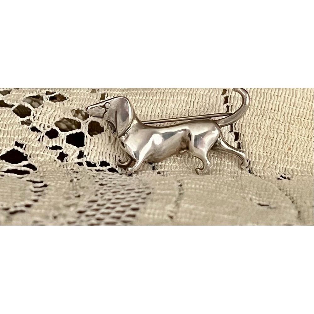 Dachshund Sterling Silver Brooch Pin